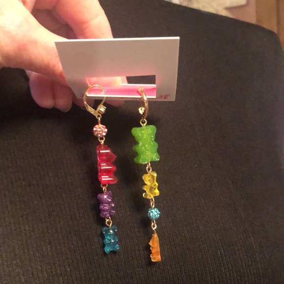 NWT Betsey Johnson Sparkly Rhinestone Glittery Gummy Bear 🐻 Earrings - Picture 6 of 17
